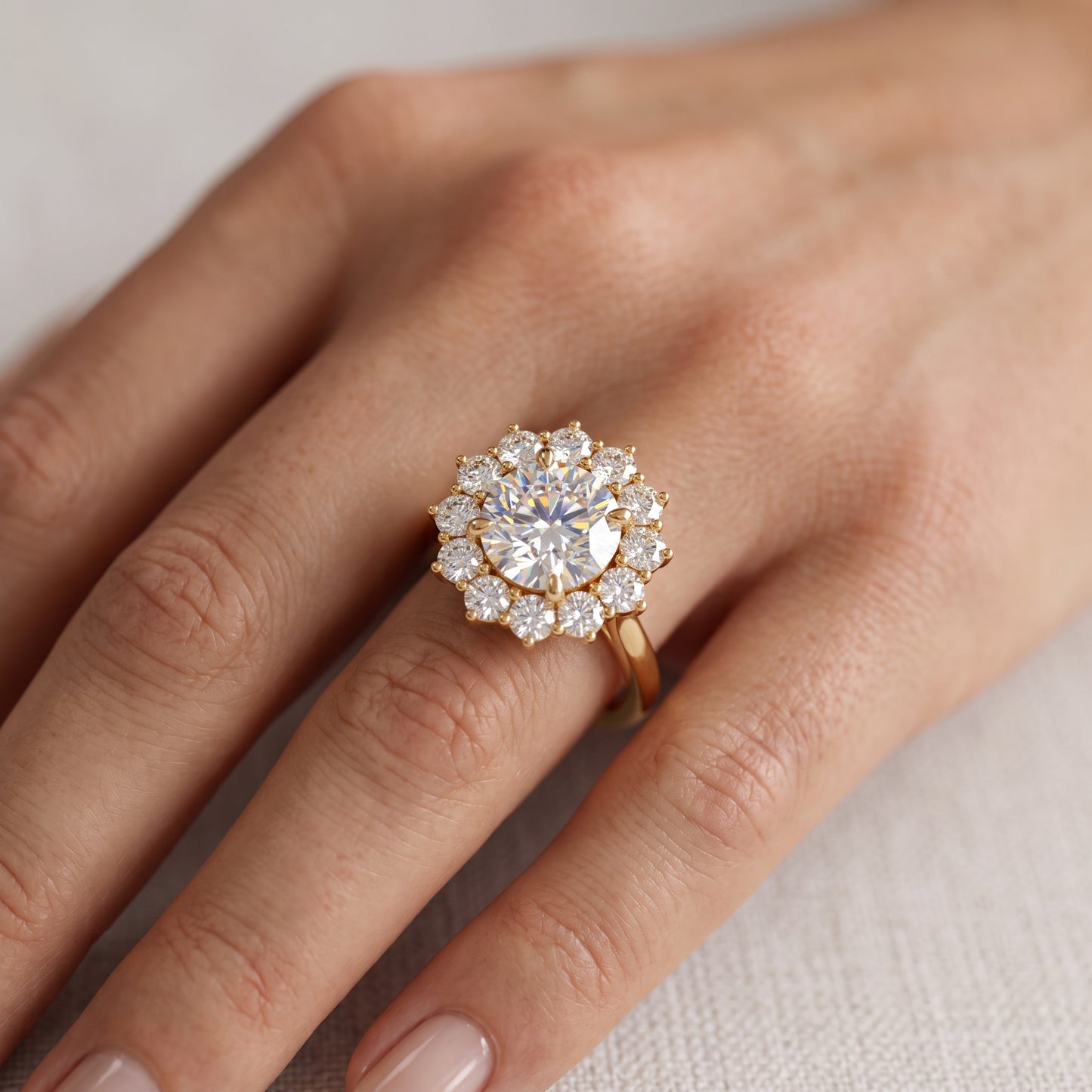 2.0CT Round Lab-Grown Diamond Halo Engagement Ring
