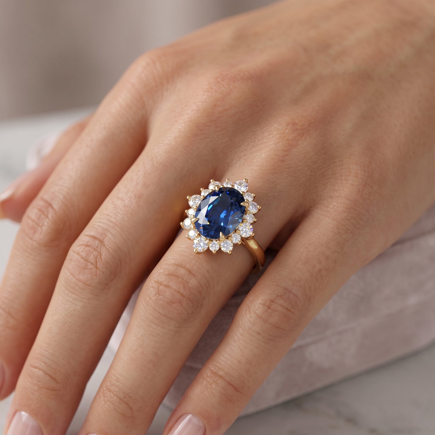 1.5ct Oval Cut Grey Engagement Lab-Grown Ring