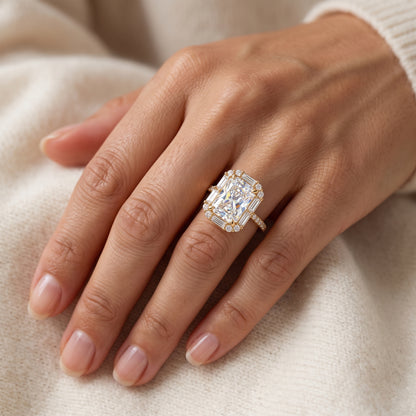 2.0 CT Radiant Cut Engagement Ring 14K Yellow Gold