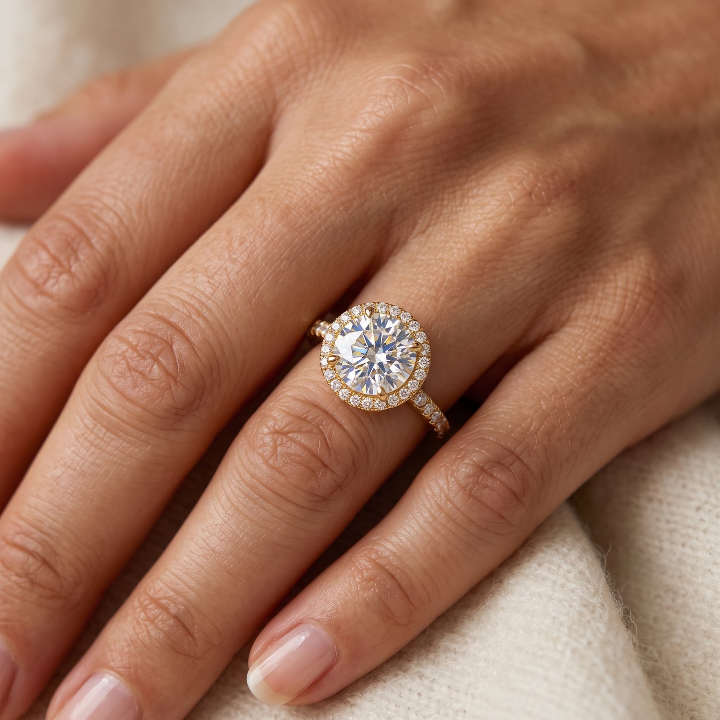 1.50tw Round Cut Halo Lab-Grown Engagement Ring