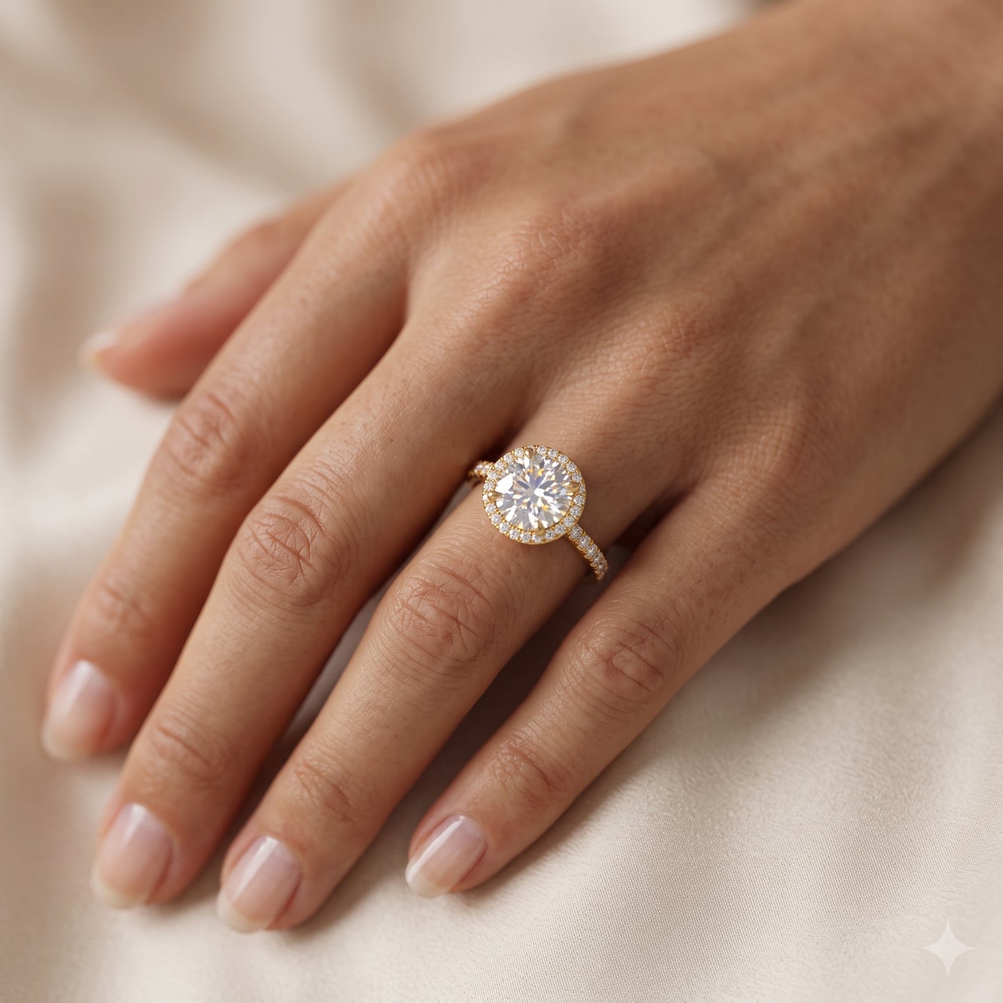 1.50tw Round Cut Halo Lab-Grown Engagement Ring