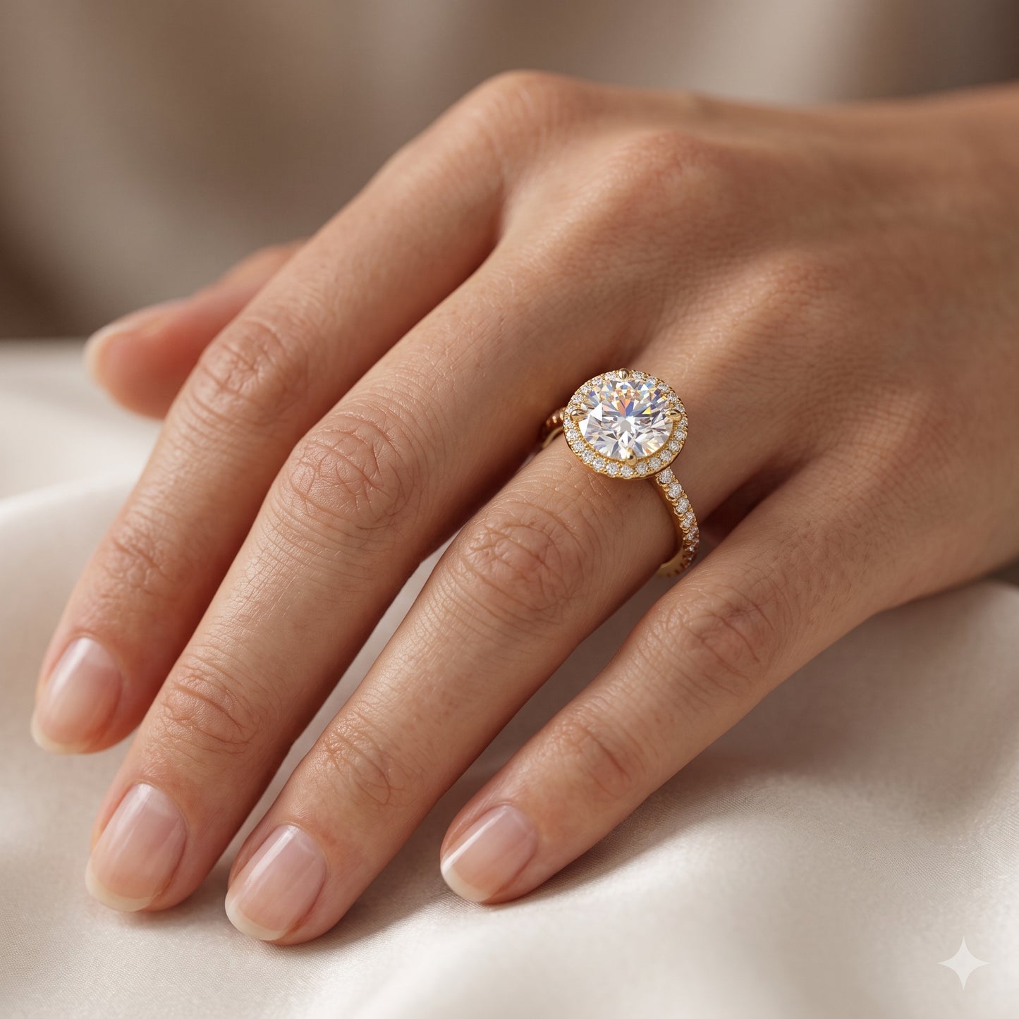1.50tw Round Cut Halo Lab-Grown Engagement Ring