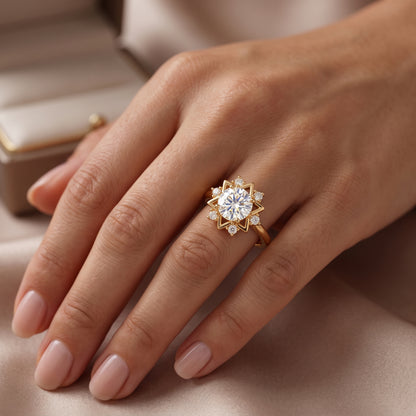 1.30ct  Round Cut Celestial Lab Grown Diamond Engagement Ring
