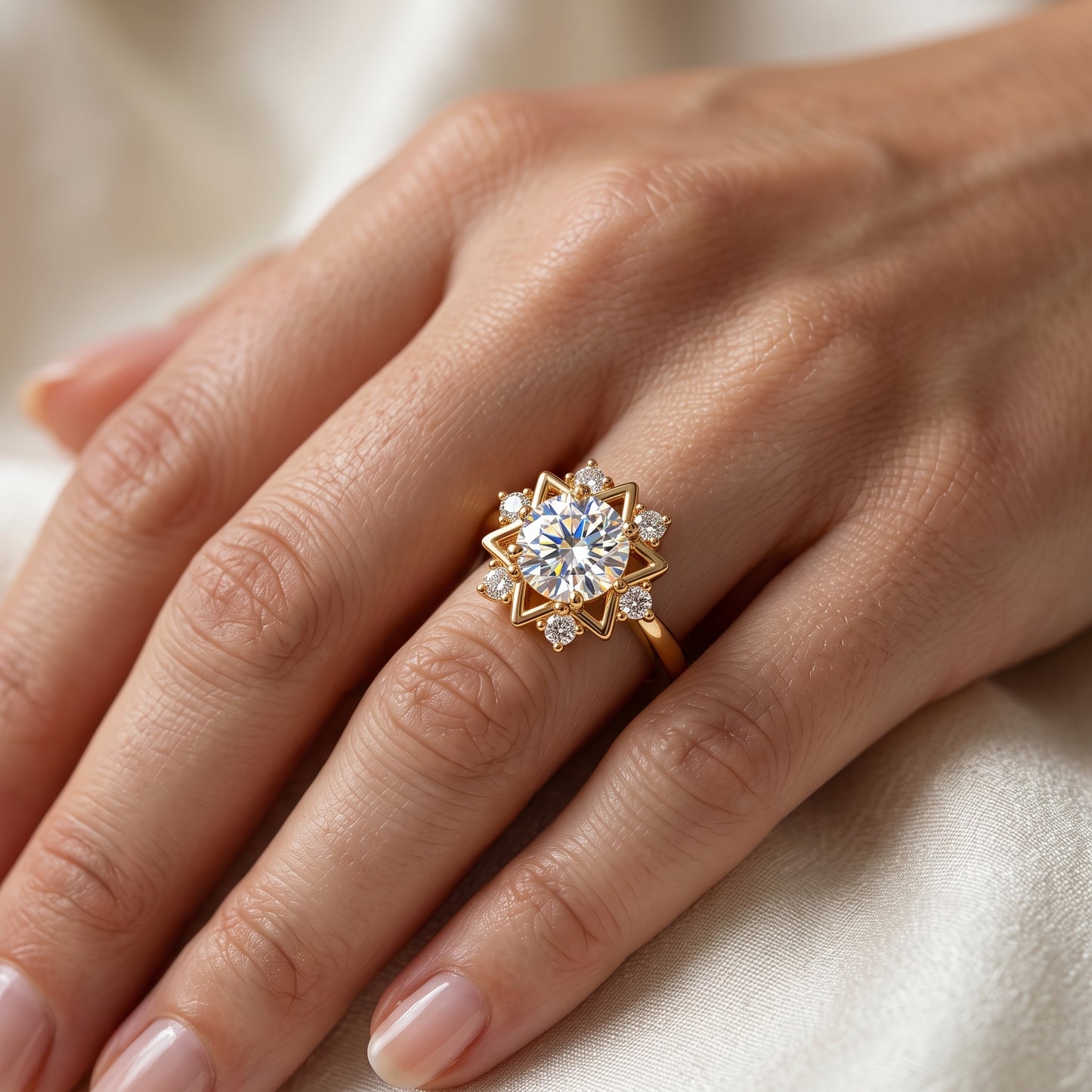 1.30ct  Round Cut Celestial Lab Grown Diamond Engagement Ring