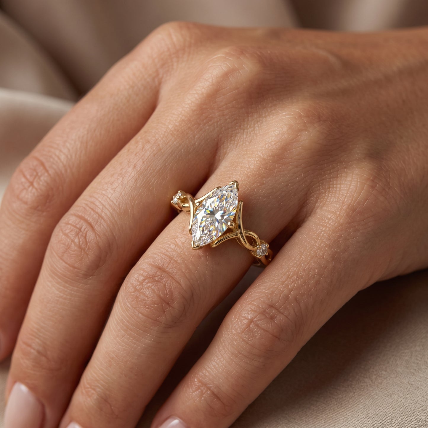 0.536 Ct Marquise Cut Lab Diamond Ring – Engagement Jewelry