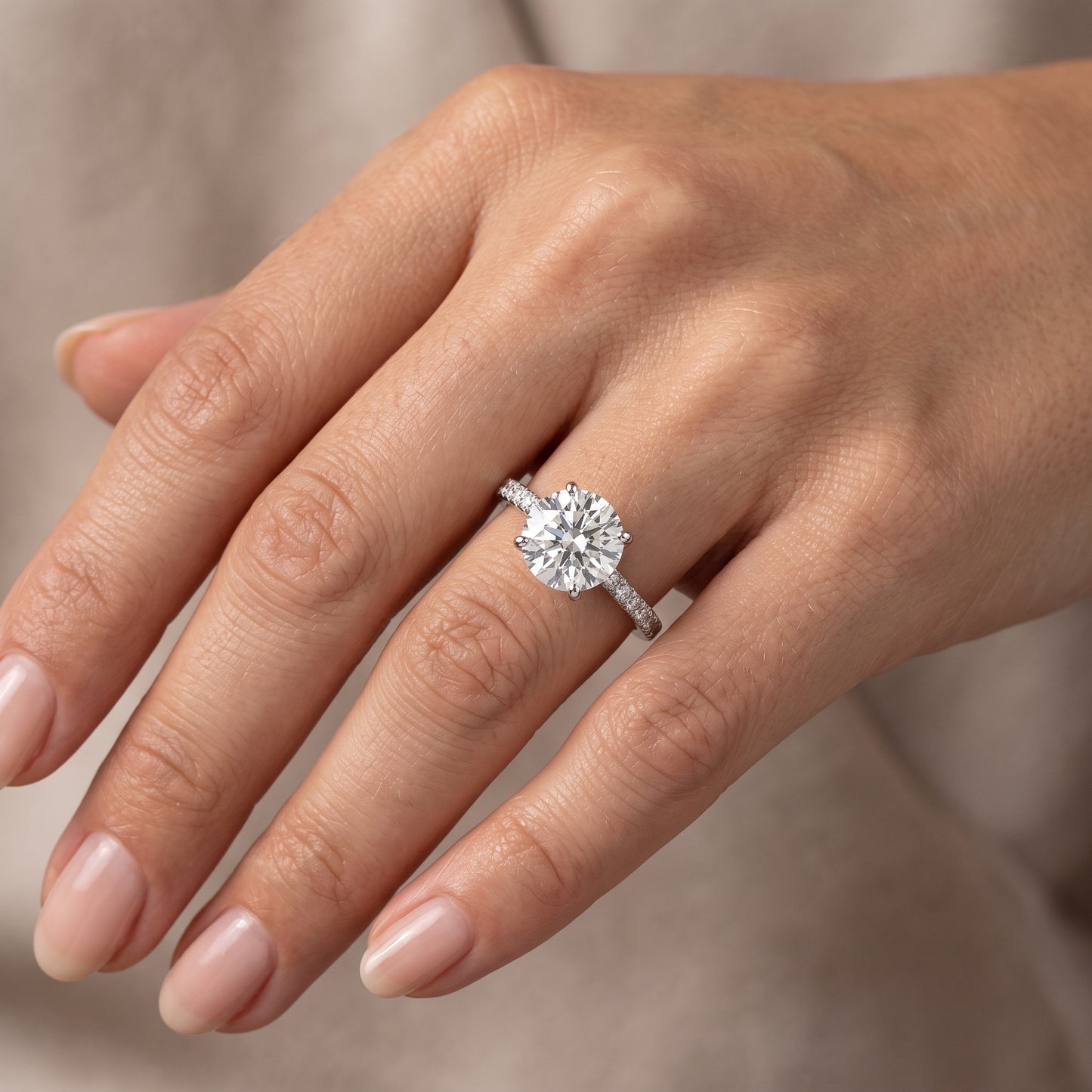 1.50CT Round Cut Lab Grown Diamond Solitaire With Accent Engagement Ring