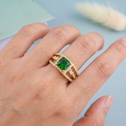 2.00ct Princess cut emerald engagement ring