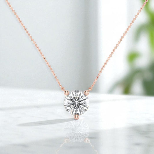 3/4ct Round Cut Classic Solitaire Lab Grown Diamond Pendant Necklace Everyday Wear
