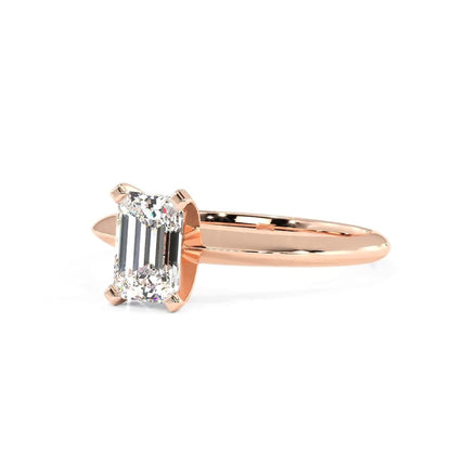 1.00 CT Emerald Cut Lab Grown Diamond Solitaire Engagement Ring 14k Yellow Gold
