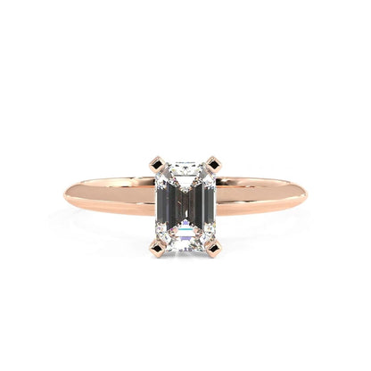1.00 CT Emerald Cut Lab Grown Diamond Solitaire Engagement Ring 14k Yellow Gold