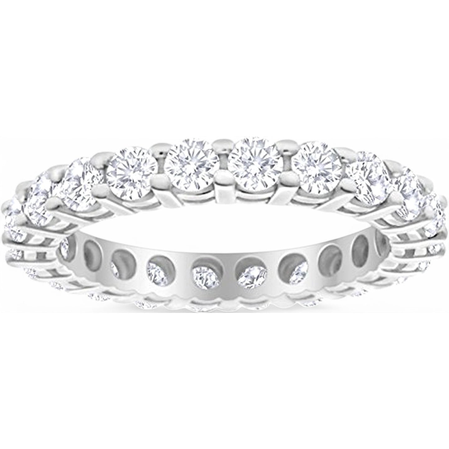 1.70Ct Round Cut Natural Diamond Eternity Ring 14k White Gold Womens Wedding Band