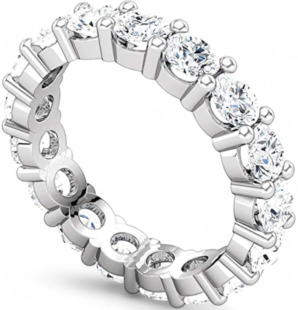 1.70Ct Round Cut Natural Diamond Eternity Ring 14k White Gold Womens Wedding Band