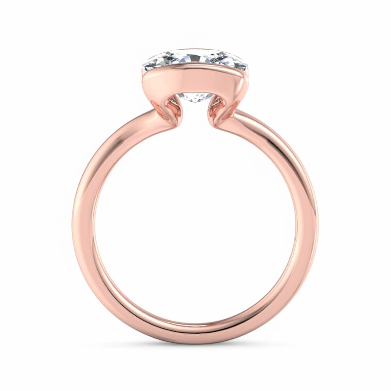 1.00CT Fancy Half Bezel Setting Oval Moissanite Engagement Ring