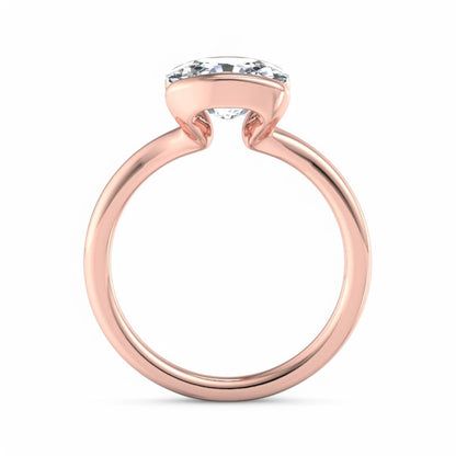 1.00CT Fancy Half Bezel Setting Oval Moissanite Engagement Ring