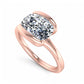 1.00CT Fancy Half Bezel Setting Oval Moissanite Engagement Ring