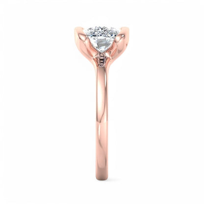1.00CT Fancy Half Bezel Setting Oval Moissanite Engagement Ring