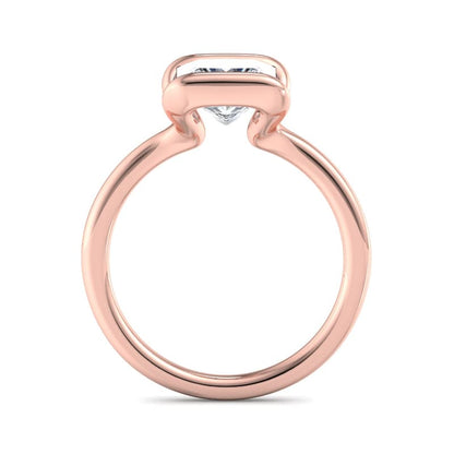 1.00CT 6.5MM Princess Cut Half Bezel Set Lab-Grown Engagement Ring