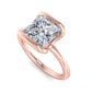 1.00CT 6.5MM Princess Cut Half Bezel Set Moissanite Engagement Ring
