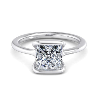 1.00CT 6.5MM Princess Cut Half Bezel Set Lab-Grown Engagement Ring
