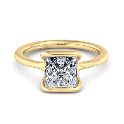 1.00CT 6.5MM Princess Cut Half Bezel Set Lab-Grown Engagement Ring