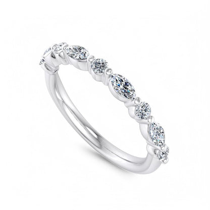 1/4ct Marquise & Round Lab Grown Diamond Eternity Ring 14K White Gold