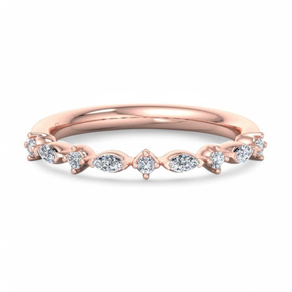 0.250ct Marquise & Round Lab Grown Diamond Eternity Ring 14K White Gold