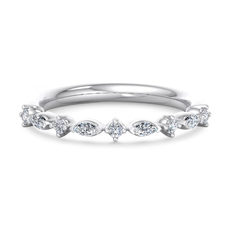 0.250ct Marquise & Round Lab Grown Diamond Eternity Ring 14K White Gold