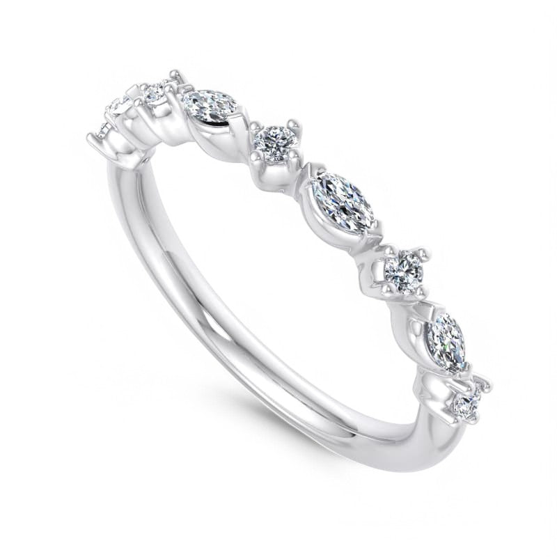 0.250ct Marquise & Round Lab Grown Diamond Eternity Ring 14K White Gold