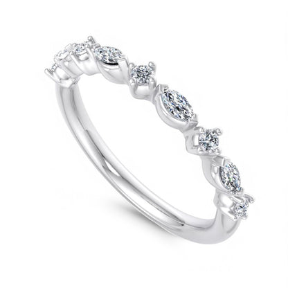 0.250ct Marquise & Round Lab Grown Diamond Eternity Ring 14K White Gold