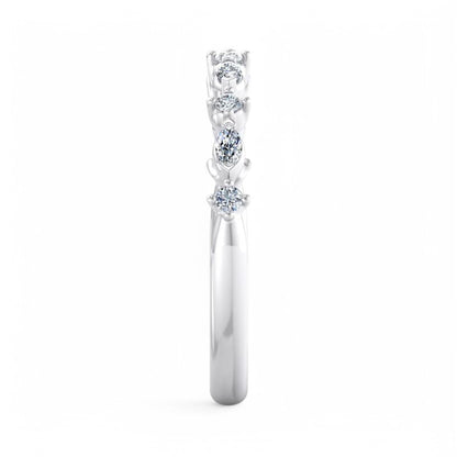 0.250ct Marquise & Round Lab Grown Diamond Eternity Ring 14K White Gold