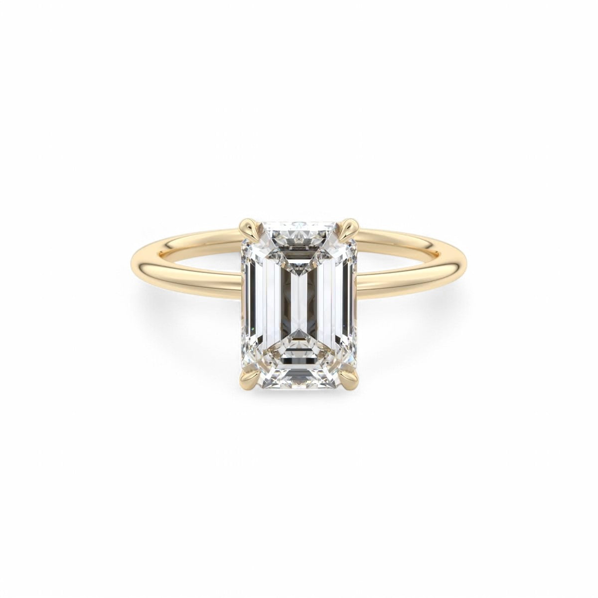 1.50 CT Emerald Cut Lab Grown Diamond Solitaire Engagement Ring 14k Yellow Gold