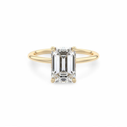 1.50 CT Emerald Cut Lab Grown Diamond Solitaire Engagement Ring 14k Yellow Gold