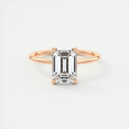1.50 CT Emerald Cut Lab Grown Diamond Solitaire Engagement Ring 14k Yellow Gold
