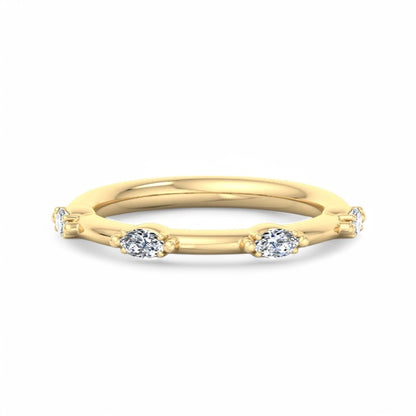 0.250ct Marquise Cut Lab Grown Half Eternity Alternating Wedding Band