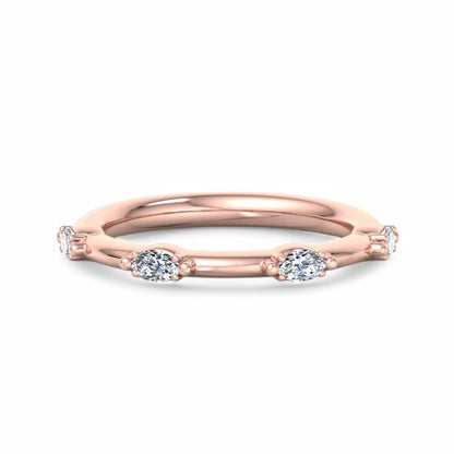 0.250ct Marquise Cut Lab Grown Half Eternity Alternating Wedding Band
