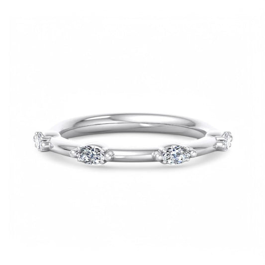 0.250ct Marquise Cut Lab Grown Half Eternity Alternating Wedding Band