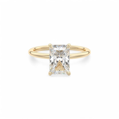F/VS 1.00Ct Radiant Cut Lab Grown Diamond Ring in 14k Yellow Gold