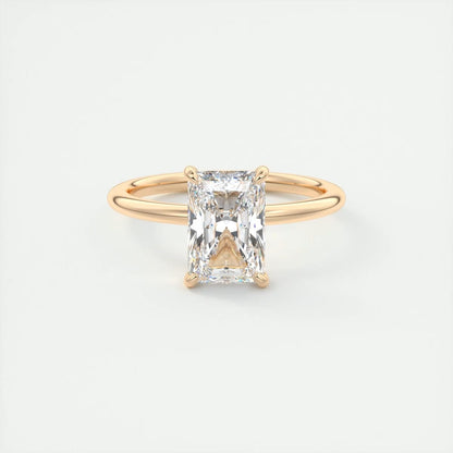 F/VS 1.00Ct Radiant Cut Lab Grown Diamond Ring in 14k Yellow Gold
