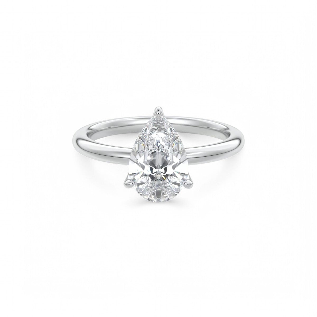 2.00 Ct Pear cut Solitaire Lab Grown Diamond Engagement Ring 14k White Gold