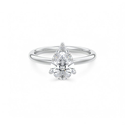 2.00 Ct Pear cut Solitaire Lab Grown Diamond Engagement Ring 14k White Gold