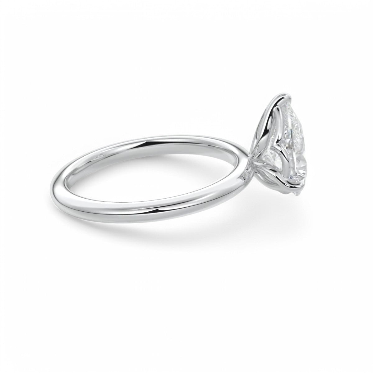 2.00 Ct Pear cut Solitaire Lab Grown Diamond Engagement Ring 14k White Gold