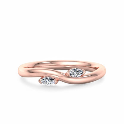1/6Ct Marquise Cut Lab Grown Diamond Stacking Curved wedding band