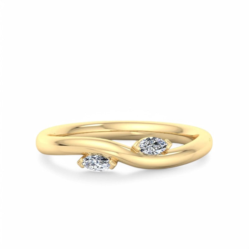 1/6Ct Marquise Cut Lab Grown Diamond Stacking Curved wedding band