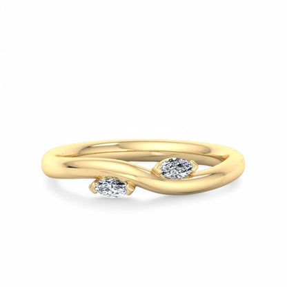1/6Ct Marquise Cut Lab Grown Diamond Stacking Curved wedding band