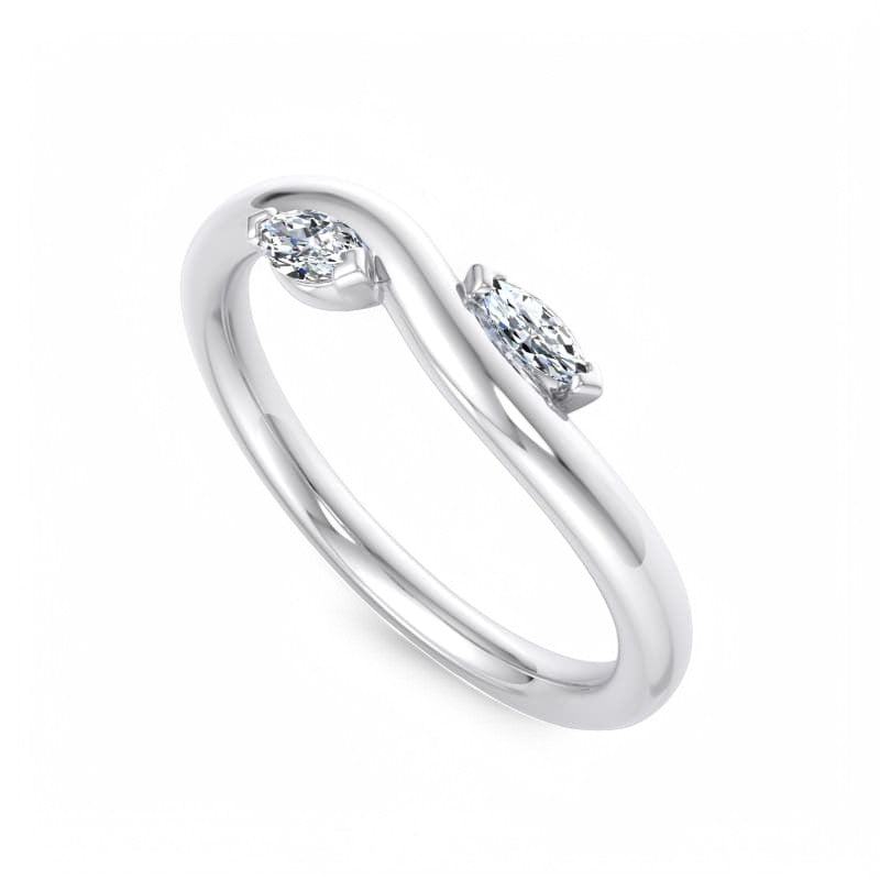 1/6Ct Marquise Cut Lab Grown Diamond Stacking Curved wedding band