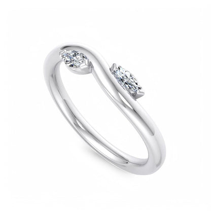1/6Ct Marquise Cut Lab Grown Diamond Stacking Curved wedding band