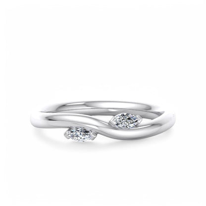 1/6Ct Marquise Cut Lab Grown Diamond Stacking Curved wedding band