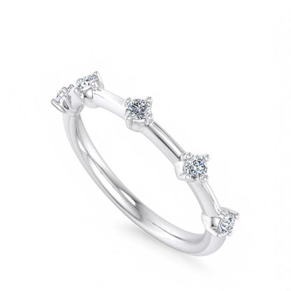 1/4ct Lab Grown Diamond Ring Half Eternity Wedding Band 14K White Gold