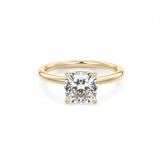 2.00Ct Cushion Cut Lab Grown Diamond Engagement Ring in 14k Yellow Gold