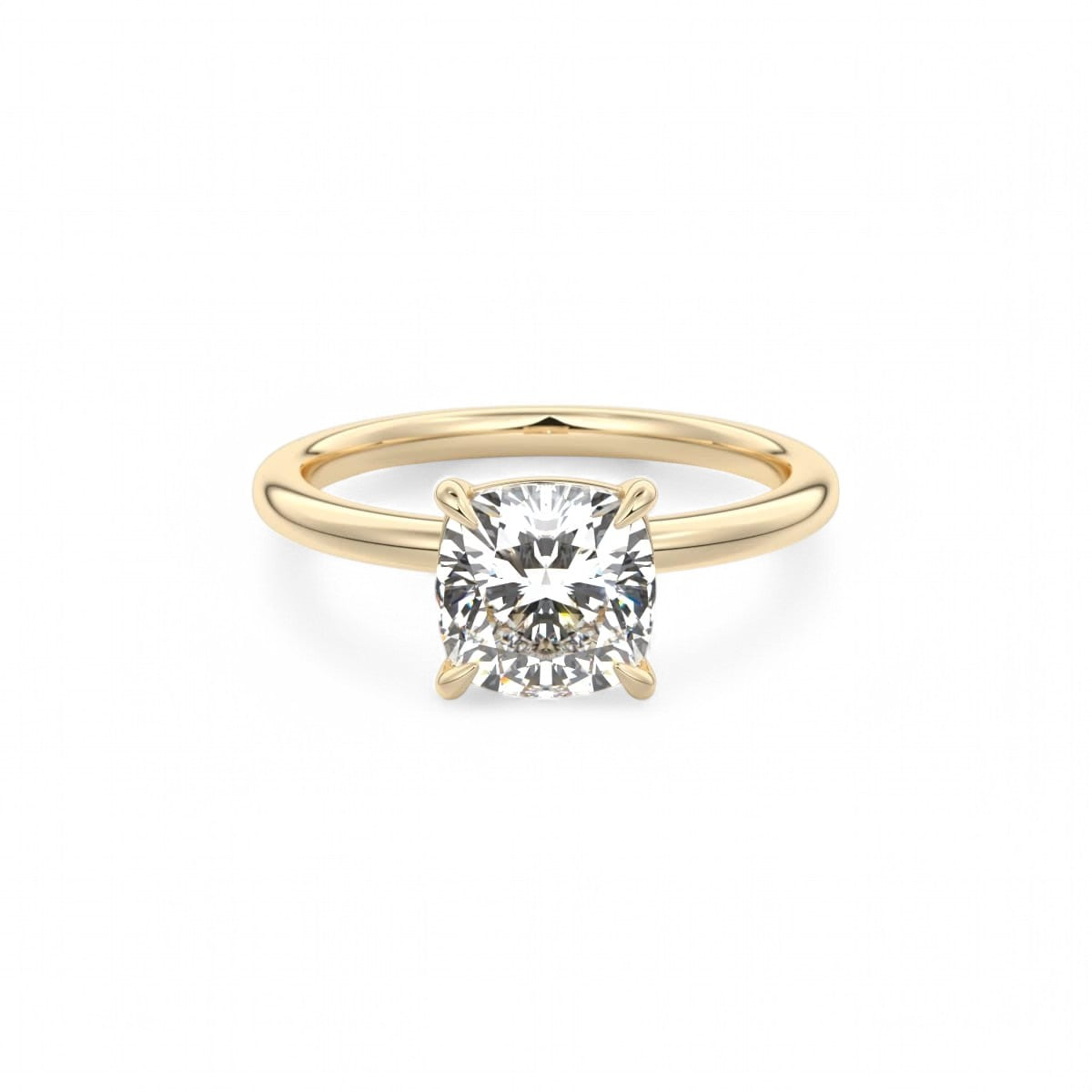 2.00Ct Cushion Cut Lab Grown Diamond Engagement Ring in 14k Yellow Gold
